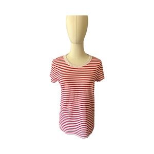 John Galt Red White Striped Tee Shirt OS Made in Italy Cotton Stretch